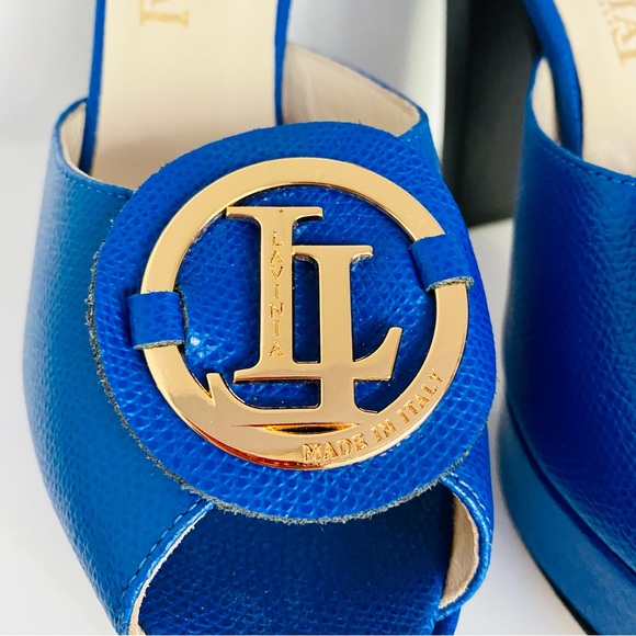 Lavinia leather platform ankle strap peep toe shoes heels sandals 37 6.5 Italy - Picture 4 of 9